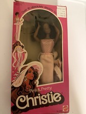 VTG 1981 Mattel Barbie CHRISTIE PRETTY IN PINK AA Black Doll w/CLOTHING And Box picture