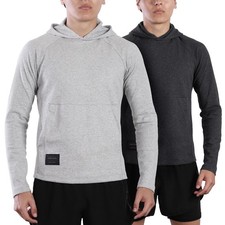 ZIMEGO Mens Long Sleeve Fitted Hoodie Activewear Gym Workout Hooded Sweatshirt picture
