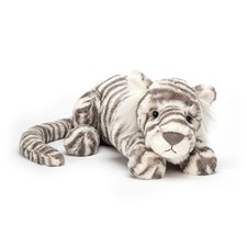 Jellycat Sacha Snow Tiger Large Plush Toy 18 inch Grey and Cream Design picture