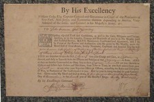 1733 Provincial Governor William Cosby Signed Military Appointment picture