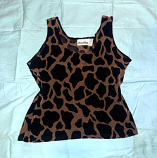 Private Edition by Chico's Brown/Black Animal Print Knit Tank Scoop Neck M picture