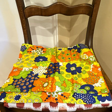 Vintage 1970’s Mod Floral Cloth Napkin Set Of 2 Flower Power Multicolor 13”x16” picture