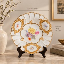 Vintage Meissen Porcelain Gold Floral Plate Charger Vintage 1930s Museum Quality picture