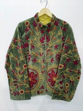 Handmade Embroidered  Velvet Jacket Hearts Floral Boho Folk Art Women's picture