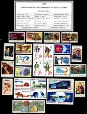 1975 COMPLETE YEAR SET OF MINT NH (MNH) VINTAGE U.S. POSTAGE STAMPS picture