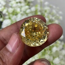 50 Ct Natural Yellow Zircon Gemstone Round Cut Eye Clean Cambodia Loose Gemstone picture