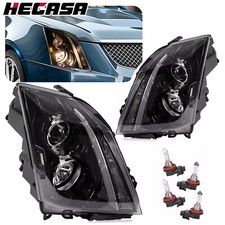 HECASA Pair Halogen Headlight For Cadillac CTS 2008-2015 Left and Right W/Bulbs picture