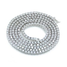Unisex 3mm 1 Row Real 925 Sterling Silver Tennis Chain Necklace ANTI TARNISH picture