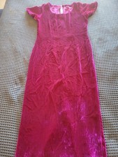 VINTAGE 1960S 1970S HOT PINK PURPLE VELVET MAXI DRESS OOAK RETRO  PSYCHEDELIC  S picture