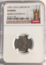 1959 Great Britain Sixpence Queen Elizabeth II NGC Genuine 6 Pence UK Coin picture