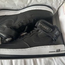 Nike Air Force 1 Mid x Stussy Shoes Black White Sz 12 Men's DJ7840-001 picture