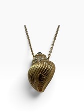 Vintage Givenchy Gold Tone Seashell Pendant Necklace 16
