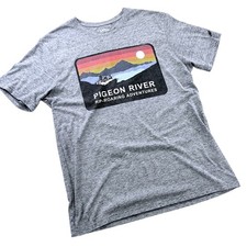 League 91 Pigeon River Rip-Roaring Adventures Graphic T-Shirt Gray Medium 329C4 picture