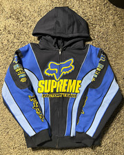 Supreme x Fox Racing Men’s Colorblock Full Zip Hooded Hoodie Logo Size M picture