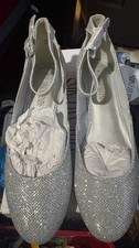 Dream Pairs Womens Shoes REVONA Silver Glitter Flat Ankle Strap Low Wedge Sz 8.5 picture