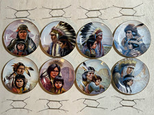Vague Shadows America's Indian Heritage Set of 8 Porcelain Plates w/ Hangers picture