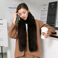 Women Long Real Rabbit Fur Scarf Warm Collar Neckerchief Wrap Shawl 170cm x13cm picture