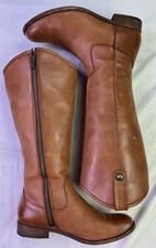 Frye Women's Melissa Button Tall Inside Zip Riding Boots-Brown-Size: 8.5 B picture