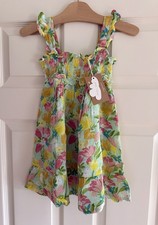 NWT Angel Dear Girls 3T Cotton Muslin Sundress Springtime Tulips Floral picture