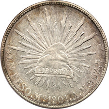 1901 Mo AM Mexico 1 Peso, About Uncirculated AU, KM# 409.2, Mexico City picture