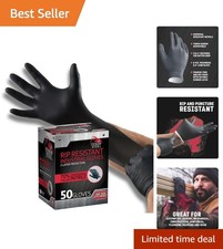 Disposable Black Nitrile Gloves - 6 Mil, Latex-Free & 50 Count for Safety picture