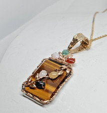 14k Yellow Gold Reversible Pendant w/ Multi Gemstones picture