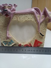 Vintage 1980s Pink Panther Ceramic Picture Frame - Heart 