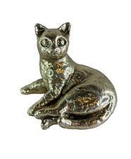 Vintage Italian Sterling Silver 925 Laying Cat Figurine - Stamped - 77.8G picture