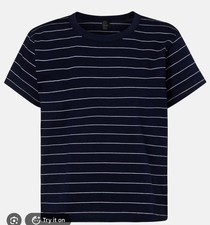 LESET NAVY BLUE MARGO STRIPED COTTON JERSEY TSHIRT SIZE MEDIUM🍁 picture