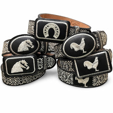 Authentic Mexican Cinto Charro Piteado Belt – Hand-Braided Leather Western Belt picture