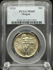 1928 OREGON TRAIL COMMEMORATIVE SILVER HALF DOLLAR PCGS OLD HOLDER MS65 08EHC26 picture