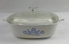 VTG Corning Ware Blue Cornflower 1 Qt Casserole Dish P-1-B Pyroceram Glass Lid picture