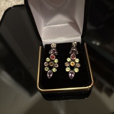 Vintage Nicky Butler NB 925 Sterling Silver Multi Gemstone Dangle Earrings India picture