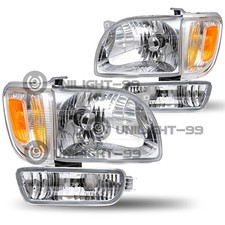 For 2001-2004 Toyota Tacoma Chrome Headlights+Corner Signal Lights+Bumper Lamps picture