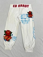 Ed Hardy White Eternal Love Graphic Track Pants (Medium) picture