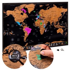Scratch Off World Map, All US States, Large 28x16.5