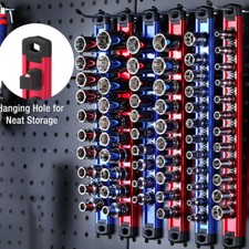 WORKPRO Magnetic Socket Organizer Sets 6-Piece Aluminum Alloy Socket Rail Holder picture