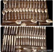 Set of 79 Pieces Godinger Olde Bouquet Flatware Service for 12 + Serving Pieces picture