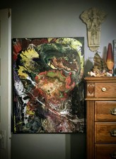THoTh an original abstract acrylic painting on 24inx36inx1.5in gallery wrapped picture