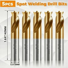 5PCS HSS Titanium Coated CO Cobalt Metalworking Drills Spot Weld Drill Bits Set picture