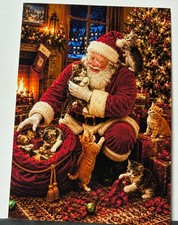Funny Cat Christmas Card | Santa & Kittens Holiday Card | Cat Lover Gift picture