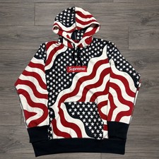 Supreme Box Logo Hoodie XL USA Flag Stars Stripes FW14 Bogo Sweatshirt picture