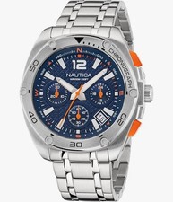 Nautica Tin Can Bay Stainless Steel And Silicone Mens Watch Box Set picture