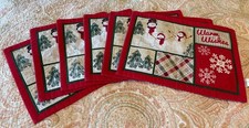 EUC St. Nicholas Square Warm Wishes Snowman Placemat Set of 6 picture