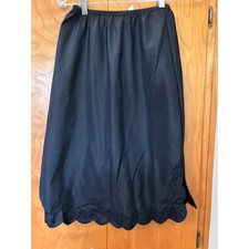 Vintage 50s 60s Barbizon Tafredda Black Half Slip Scalloped Embroidered Hem picture