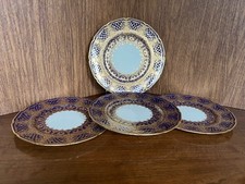 Antique Four Royal Doulton Cobalt Gilt Plates 1929-1930, 10.5