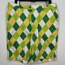 Loud Mouth Men’s 36W x 11LGolf Shorts Green & Yellow Argyle picture