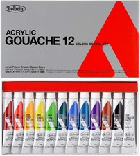 Holbein Matt & Opaque Acrylic Gouache 12 Color Set ~ 12ml (0.41 oz) D981 ~ NEW picture