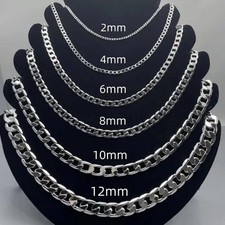 Hot 925 Sterling Solid Silver Sideways Chain Women Men Necklace Jewelry Gift picture