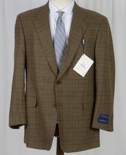 NWT COPPLEY Ermenegildo Zegna Light Brown Windowpane Plaid Sport Coat Trim 46 R picture